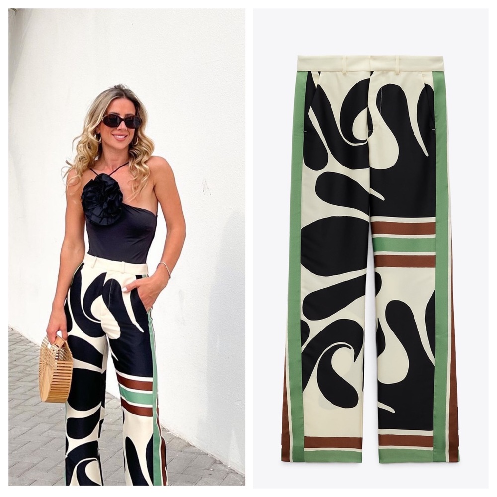 COPY - ZARA PRINTED WIDE LEG PANTS - SMALL - REF. 2825/183